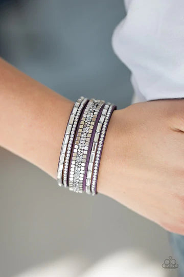 Rebel In Rhinestones (Snap/Wrap Bracelet) - Purple