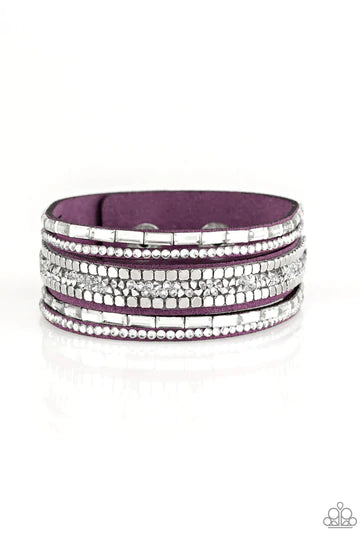 Rebel In Rhinestones (Snap/Wrap Bracelet) - Purple