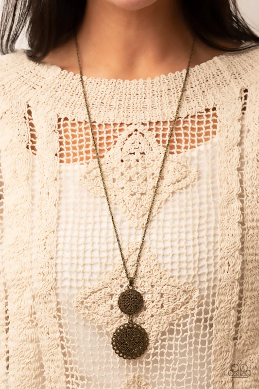 Meet Me At The Garden Gate - Brass Necklace